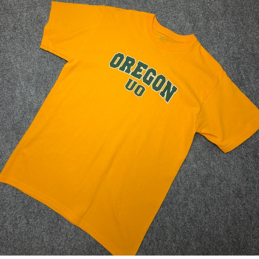 Oregon Ducks NCAA Graphic T Shirt Yellow Green Logo Tee Adult Large